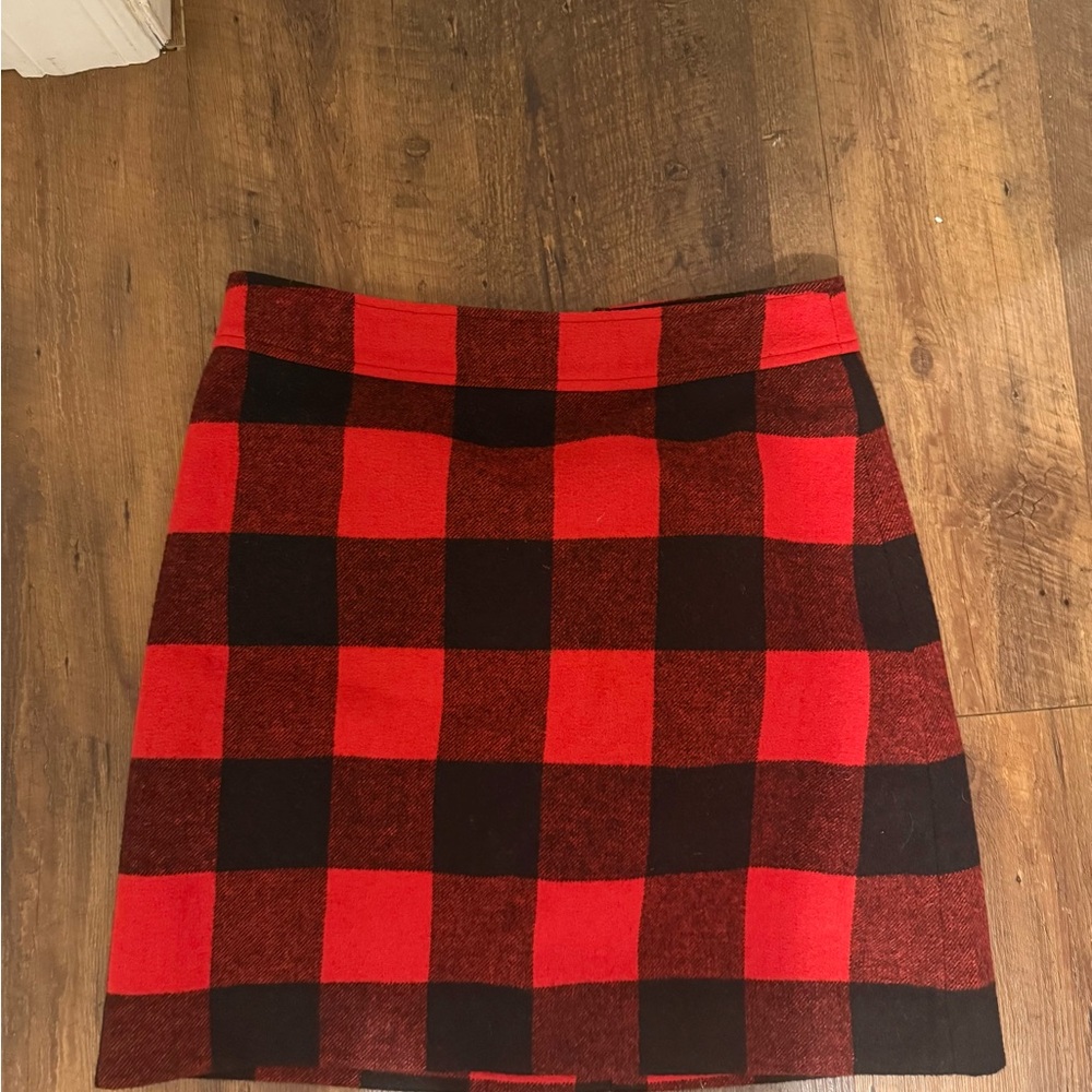 J. Crew Red and Black Checkered Mini Skirt